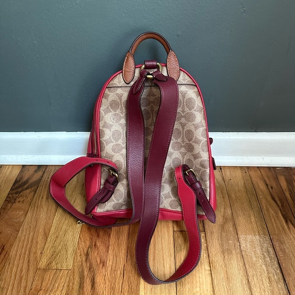 Coach Mini Court Backpack in Red Signature Canvas - Picture 1 of 5